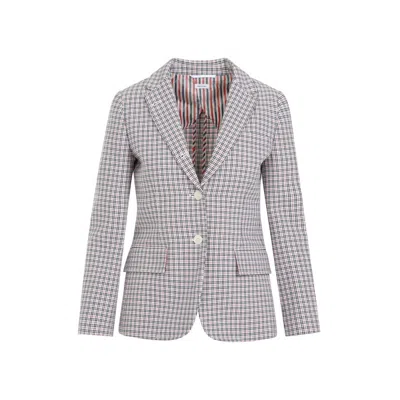 THOM BROWNE SMALL CHECK WHITE COTTON JACKET