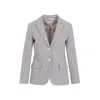 Thom Browne Checked Single-breasted Blazer In Grey