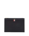 Thom Browne Midnight Blue Leather Document Case In Black