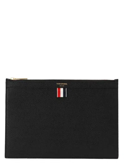 Thom Browne Leather Document Case In Black
