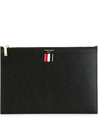Thom Browne Small Document Holder In Pebble Grain Leather In Black