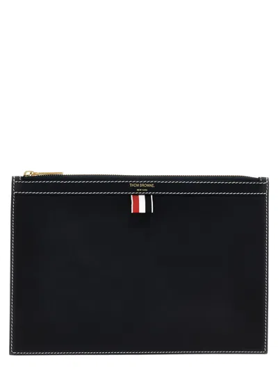 Thom Browne Small Document Pouch Clutch Blue In Black