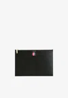 Thom Browne Small Grained Leather Document Holder In Black