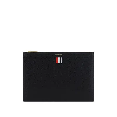 Thom Browne Small Leather Clutch In Black