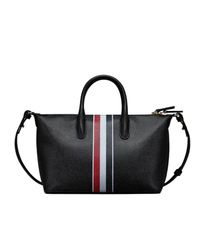 Thom Browne Small Leather Duffle Bag In Black