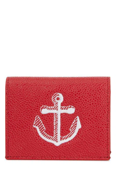 Thom Browne Anchor Motif Leather Wallet With Textured Finish In Red