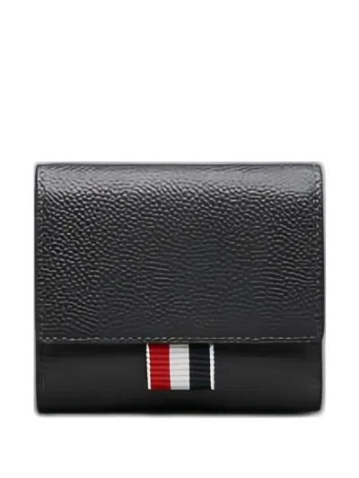 Thom Browne Small Pebble-grain Wallet In Gray