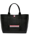 Thom Browne Small Tool Leather Tote Bag In Black