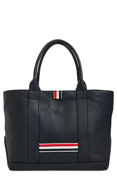 Thom Browne Small Tool Pebbled Leather Tote In Black