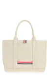 Thom Browne Small Tool Pebbled Leather Tote In White