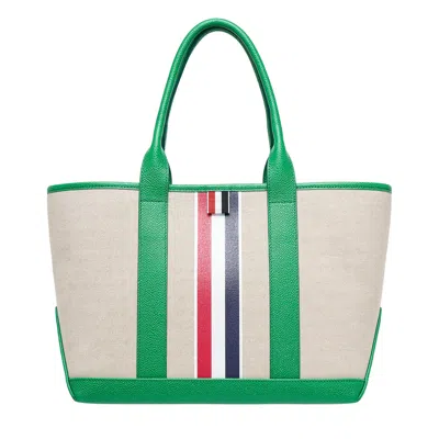 THOM BROWNE SMALL TOOL TOTE WITH LEATHER HANDLE