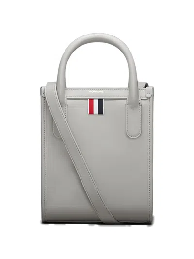 Thom Browne Small Vertical Logo-detail Tote Bag In Gray