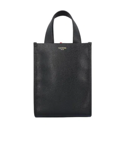 Thom Browne Smaller Square Tote Bag In Black