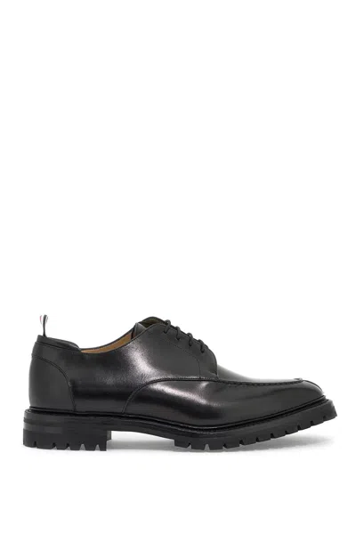 Thom Browne Smooth Leather Derby Apron Stitch In In Black