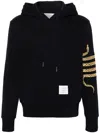 Thom Browne Snake 4-bar Roll-neck Hoodie In Blue