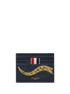 Thom Browne Snake-embroidered Cardholder In Blue