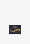 Thom Browne Snake-embroidered Cardholder In Navy