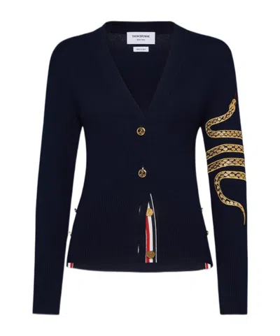 Thom Browne Snake-embroidered Cashmere Cardigan