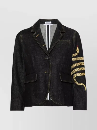THOM BROWNE SNAKE MOTIF DENIM BLAZER