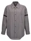 Thom Browne 'contrast Stripe Detail Snap Front Overshirt' In Gray