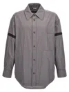 Thom Browne 'contrast Stripe Detail Snap Front Overshirt' In Gray