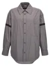 Thom Browne 'contrast Stripe Detail Snap Front Overshirt' In Gray