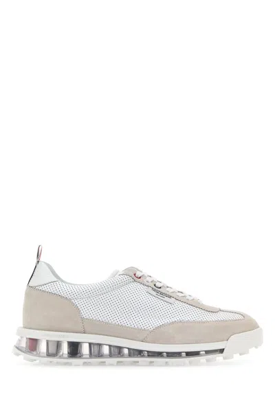 Thom Browne Man Sneakers White Size 10 Calfskin In Multicoloured