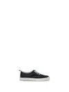 Thom Browne Navy Calf Suede Heritage Sneakers In Black