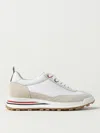 Thom Browne White Low Top Perforated Sneaker With Non-slip Rubber Outsole In White