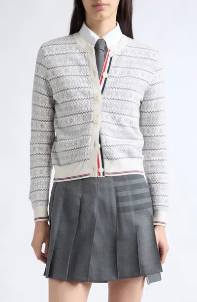 Thom Browne Snowflake Fair Isle Jersey Cardigan In Neutral
