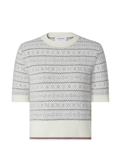 Thom Browne Snowflake Jacquard Sweater In Gray