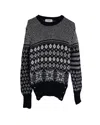 Thom Browne Snowflake Motif Fair Isle Crewneck Sweater In Multicolor Wool And Mohair In Black