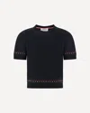 Thom Browne Snowflake-embroidery Crew-neck T-shirt In Black