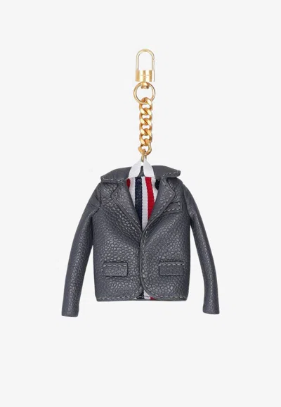 Thom Browne Soft Caviar Agneau Classic Jacket Charm In Gray