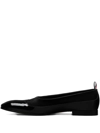 Thom Browne Soft Patent Calf Suede Opera Ballerina In Black
