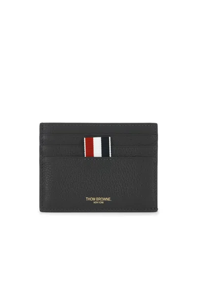 Thom Browne Soft Pebble Grain Leather Card Holder In Black