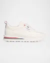 Thom Browne Soft Tech Leather Runner Sneakers In White