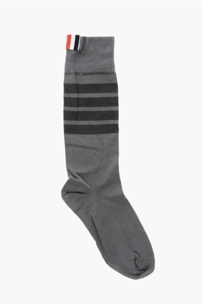 Thom Browne Solid Color Long Socks In Gray