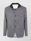 Thom Browne Solid Donegal Tweed Coat With Fisherman Shawl In Multi