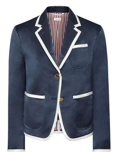 Thom Browne Solid Double Duchess Sportcoat Women In Blue