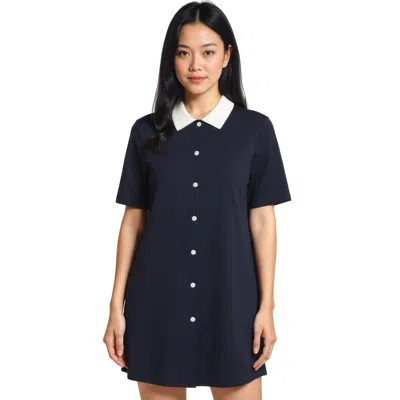 Thom Browne Solid Double Face Knit Polo Dress Women In Brown