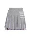 Thom Browne Solid Tweed 4-bar Pleated Mini Skirt