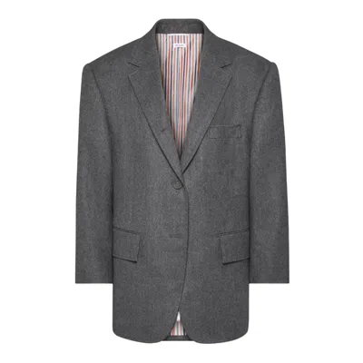 Thom Browne Solid Wool Blazer In Gray