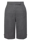 Thom Browne Solid Wool Flannel Bermuda Shorts In Gray