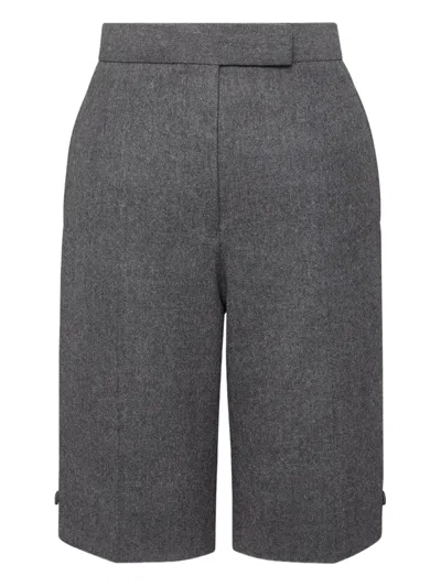 Thom Browne Solid Wool Flannel Bermuda Shorts In Gray