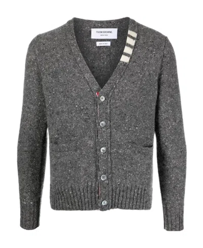 Thom Browne Speckle-knit Wool-mohair Cardigan In Black