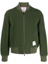 Thom Browne Speckled-trim Wool Bomber Jacket In Green