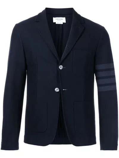 Thom Browne Sport Coat In Double Face Tech Twill In Blue
