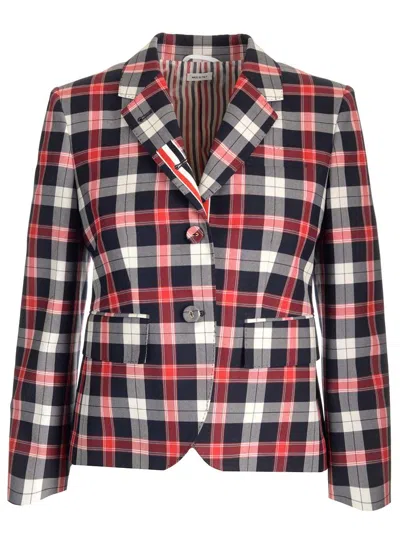 Thom Browne Plaid Tailored Jacket With Structured Silhouette In Multi