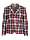 Thom Browne Plaid Tailored Jacket With Structured Silhouette In Red